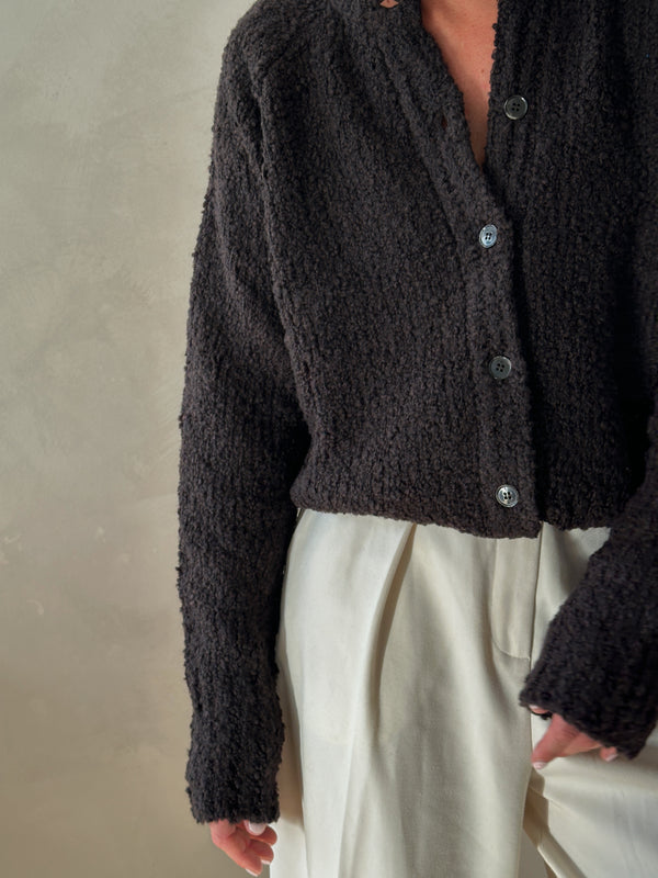 Boucle Cardigan Dark Brown