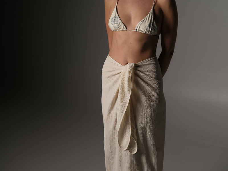 CRINKLE WRAP SKIRT ECRU
