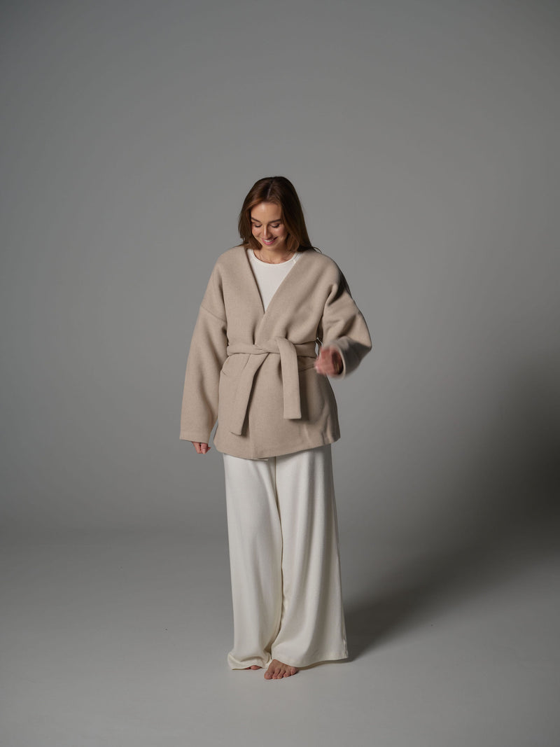 Wool Kimono Beige