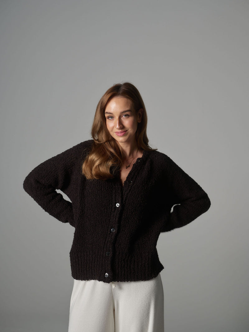 Boucle Cardigan Dark Brown